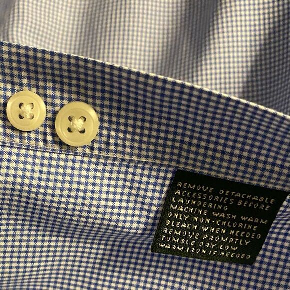 Lauren Ralph Lauren Blue White Checked Button Down Shirt Size 17 - Picture 3 of 6